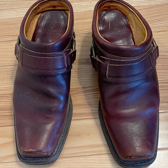 Women's Frye Belted Harness Mule 7.5 M Clog Booties Brown Motorcycle - Picture 3 of 12